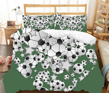 3D Many Footballs Star 1154Bed Pillowcases Quilt