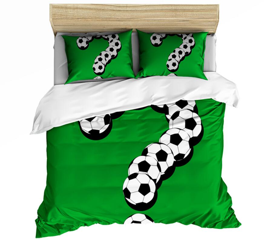 3D Football Question Mark Green 1102 Bed Pillowcases Quilt