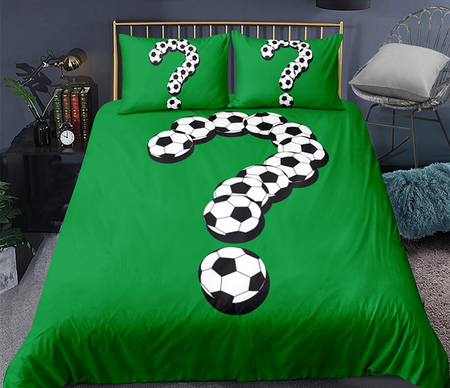 3D Football Question Mark Green 1102 Bed Pillowcases Quilt