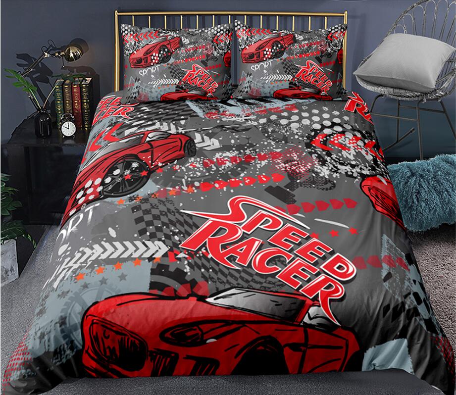 3D Red Racing Car 1155 Bed Pillowcases Quilt