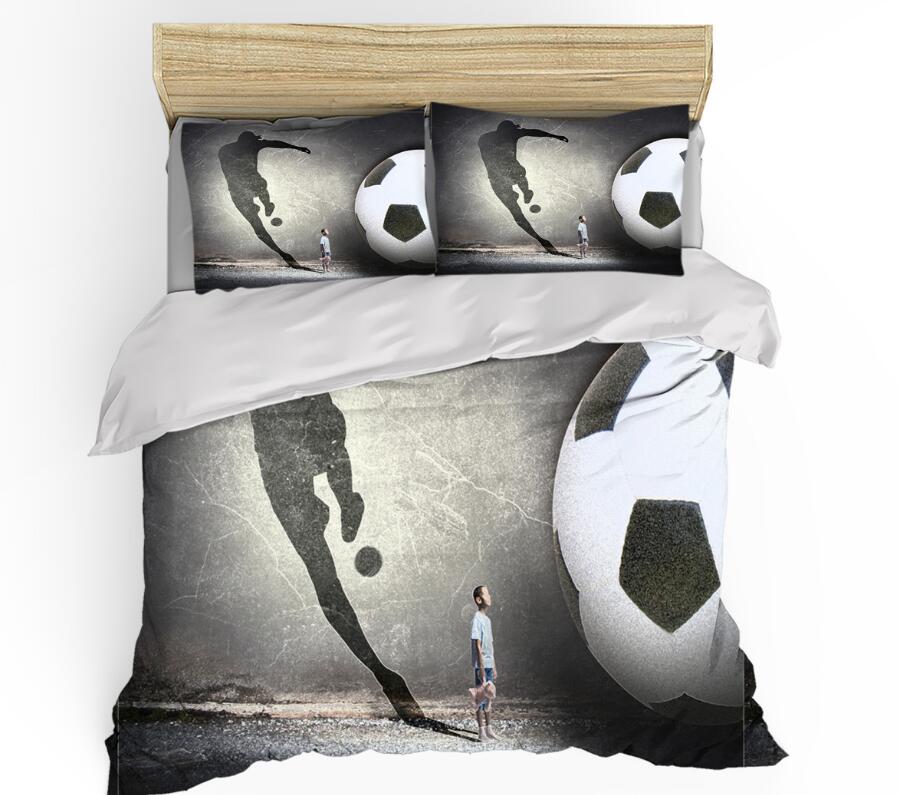3D Play Football Boy 0037 Bed Pillowcases Quilt