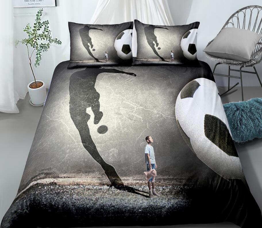 3D Play Football Boy 0037 Bed Pillowcases Quilt
