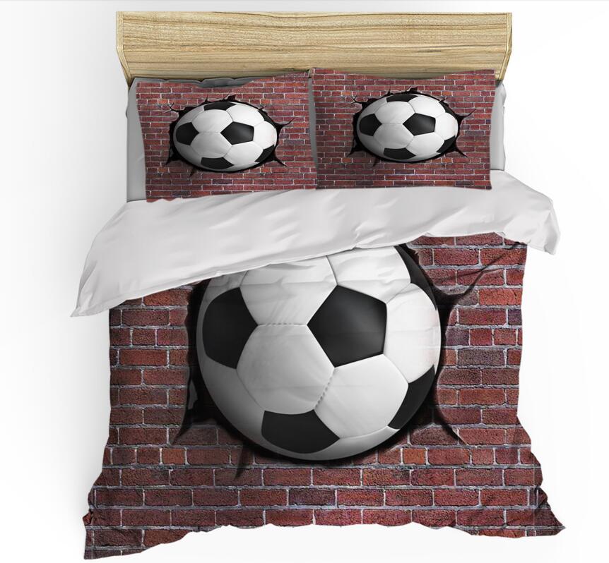 3D Football Red Brick 1142 Bed Pillowcases Quilt