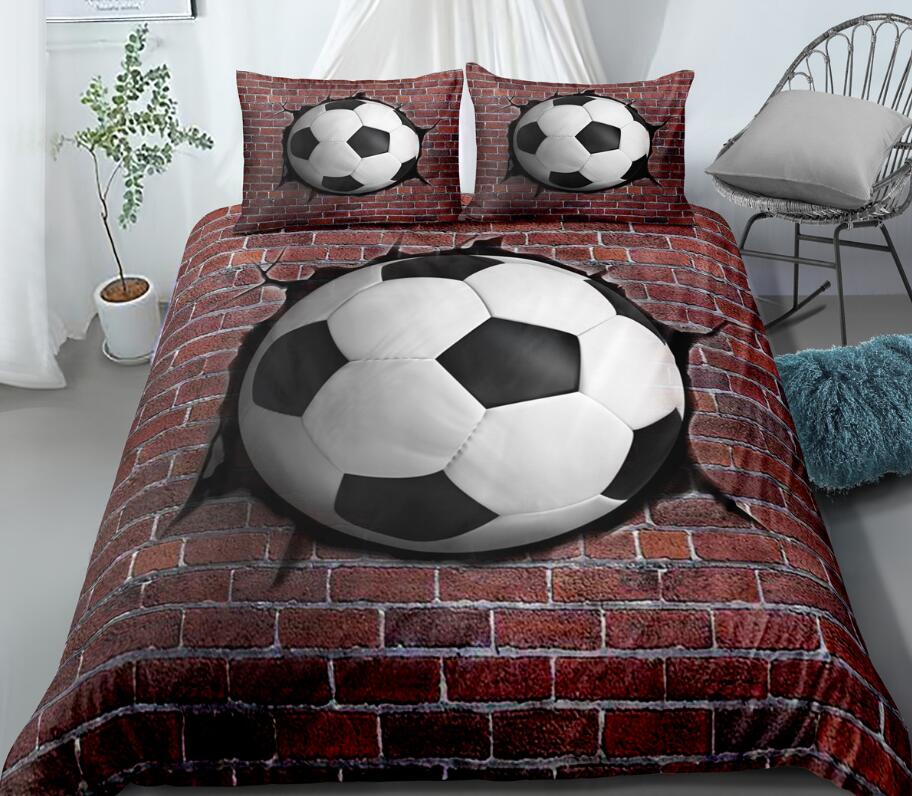 3D Football Red Brick 1142 Bed Pillowcases Quilt