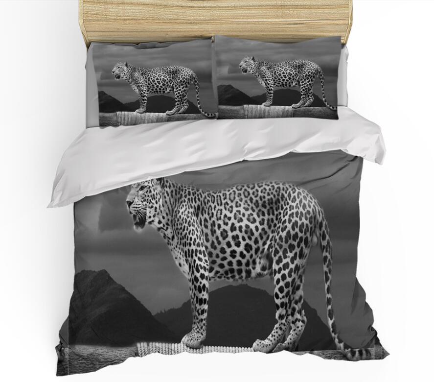 3D Leopard Mountain 0101 Bed Pillowcases Quilt