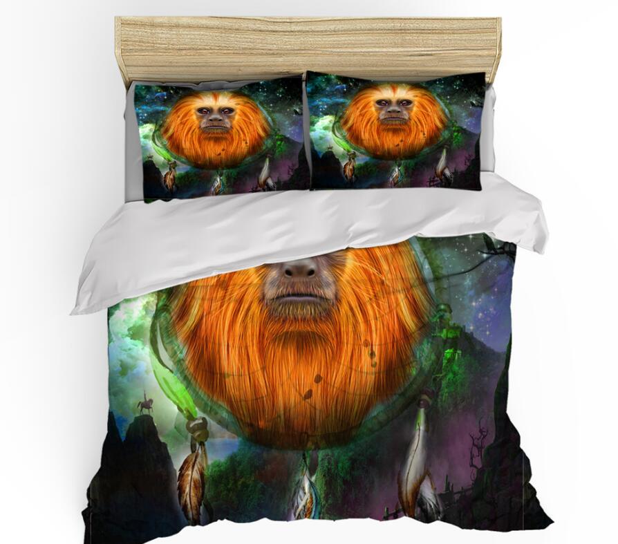 3D Long Hair Monkey Dreamcatcher 1126 Bed Pillowcases Quilt