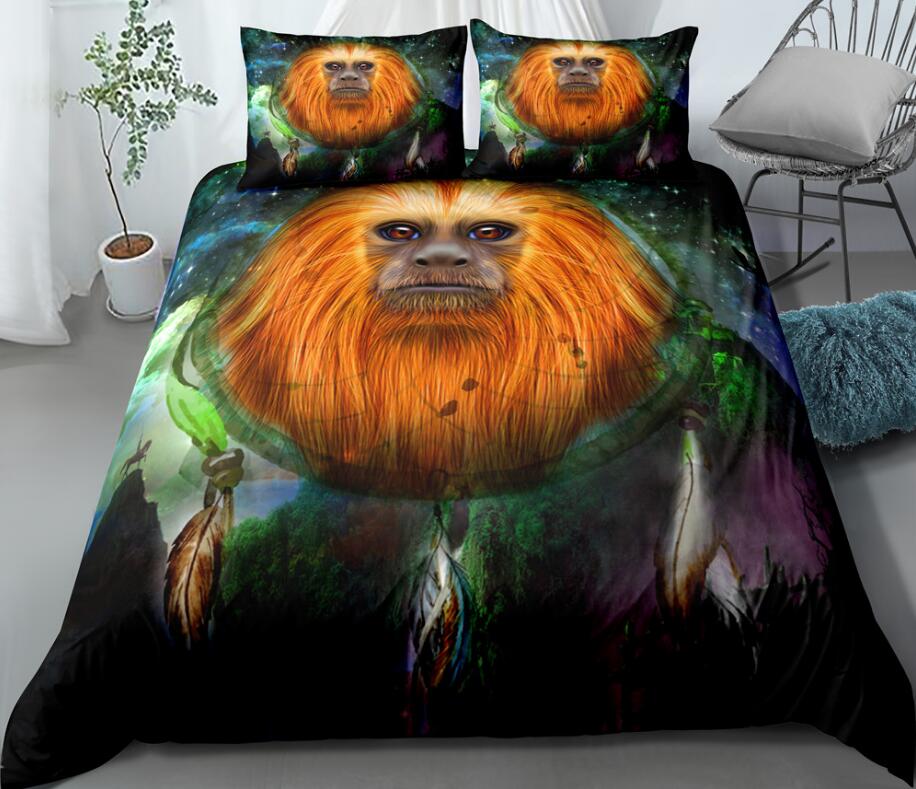 3D Long Hair Monkey Dreamcatcher 1126 Bed Pillowcases Quilt