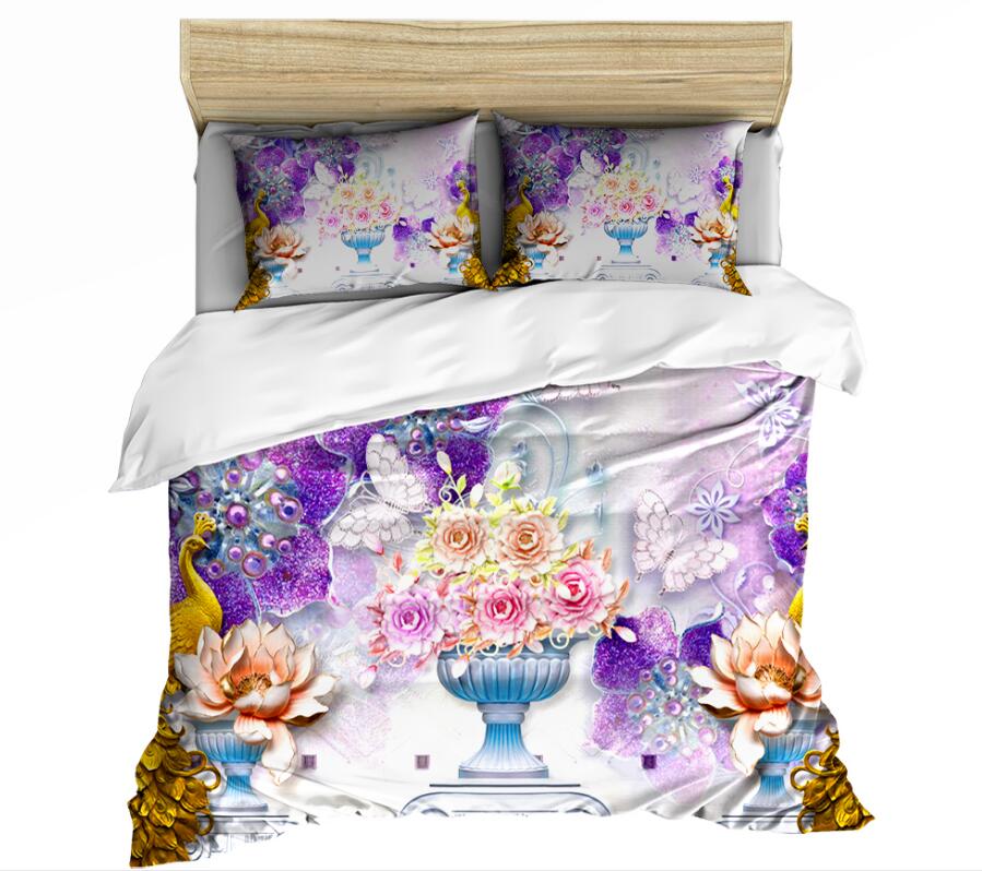 3D Flower Vase 0053 Bed Pillowcases Quilt