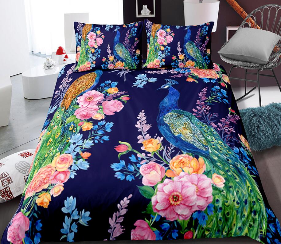 3D Peacock Flower 0055 Bed Pillowcases Quilt