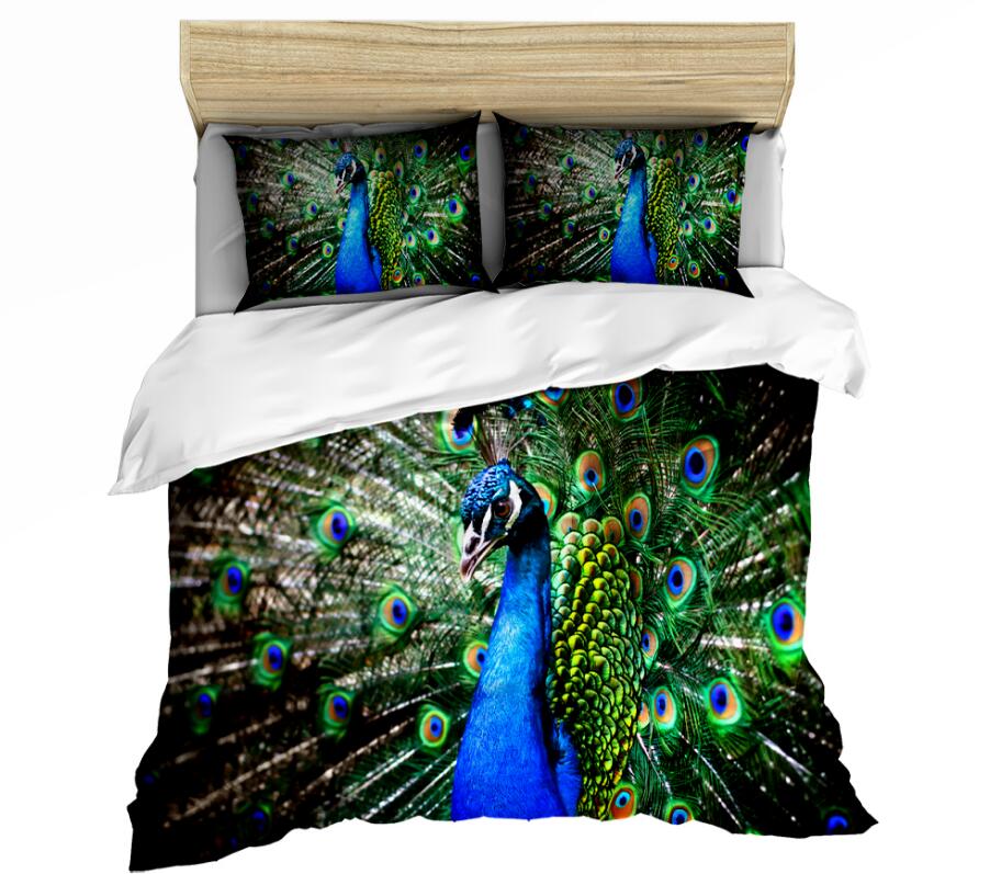 3D Peacock Open Screen 0109 Bed Pillowcases Quilt