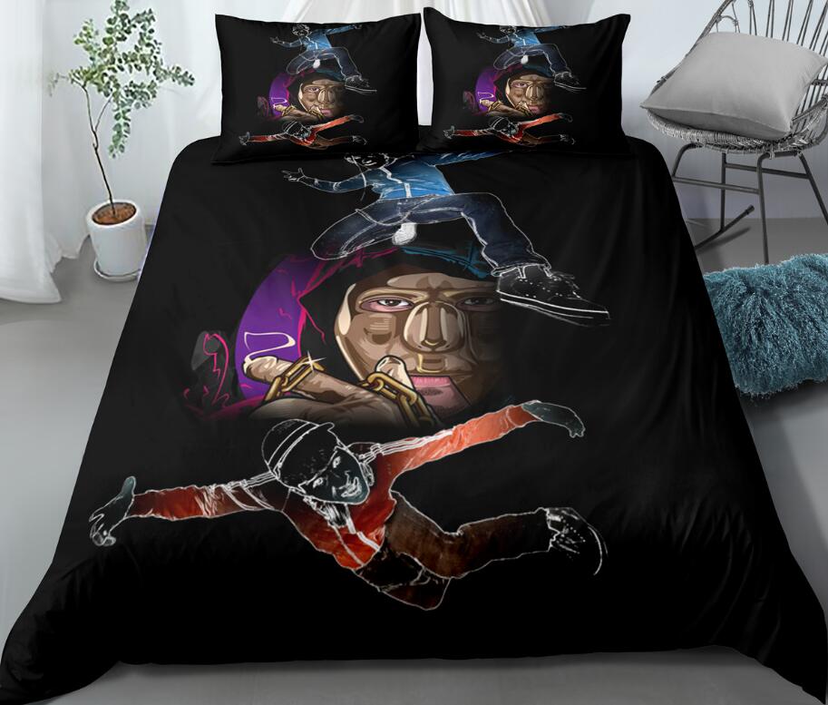 3D Three People Hip Hop 0017 Bed Pillowcases Quilt
