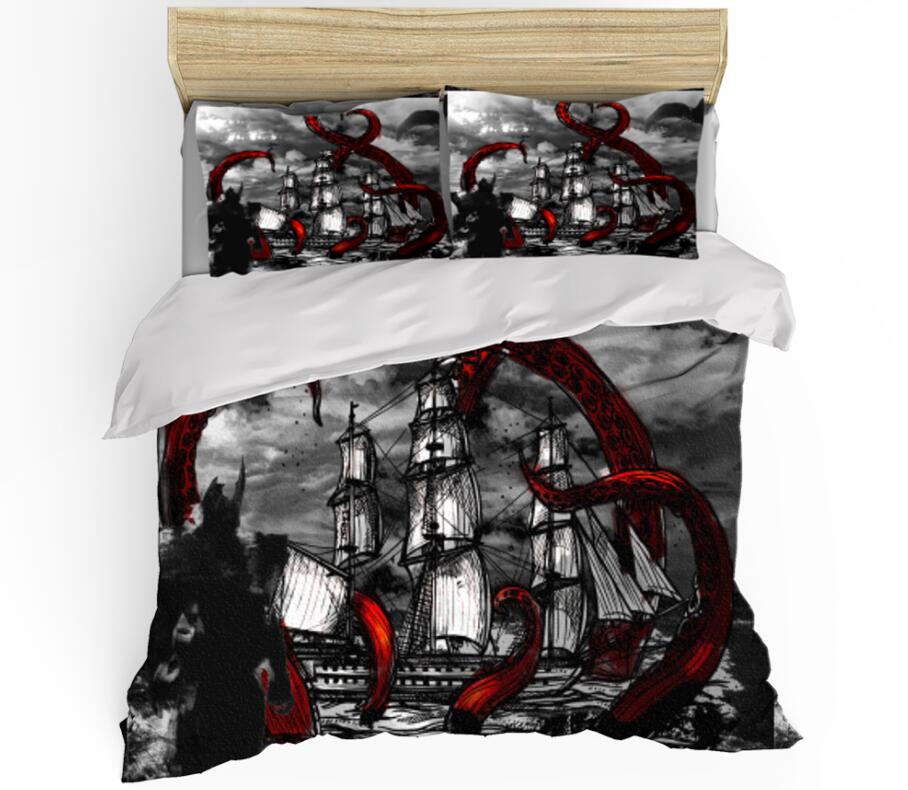 3D Sailboat Octopus Tentacles 1130 Bed Pillowcases Quilt