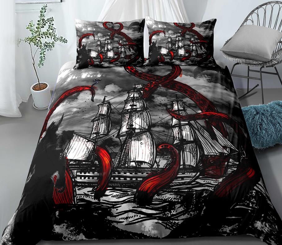 3D Sailboat Octopus Tentacles 1130 Bed Pillowcases Quilt