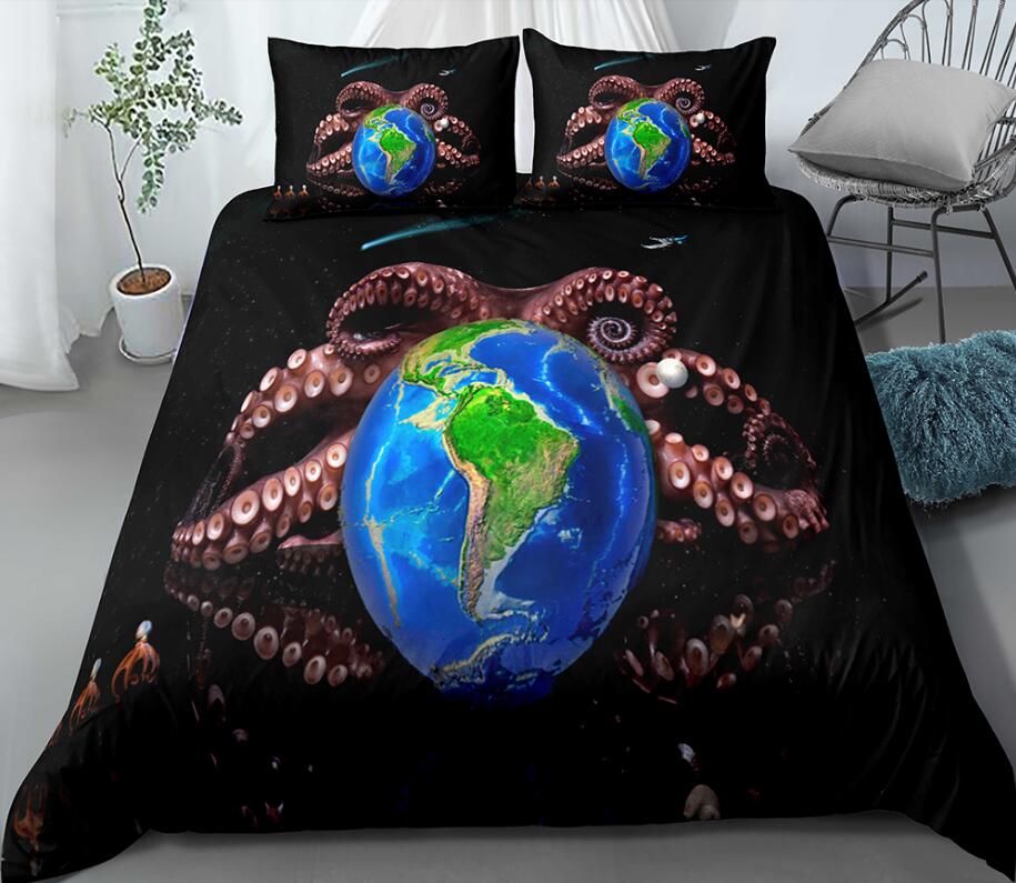 3D Earth Octopus Tentacles 1147 Bed Pillowcases Quilt