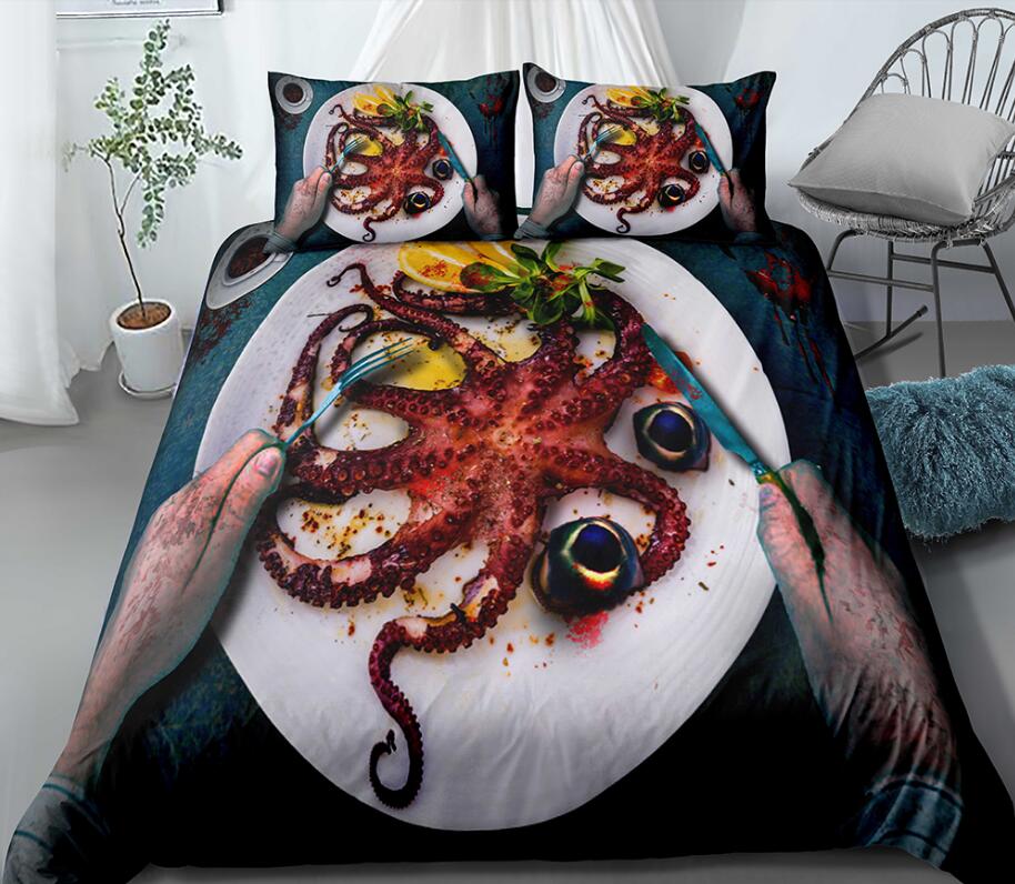 3D Octopus Dining 1103 Bed Pillowcases Quilt