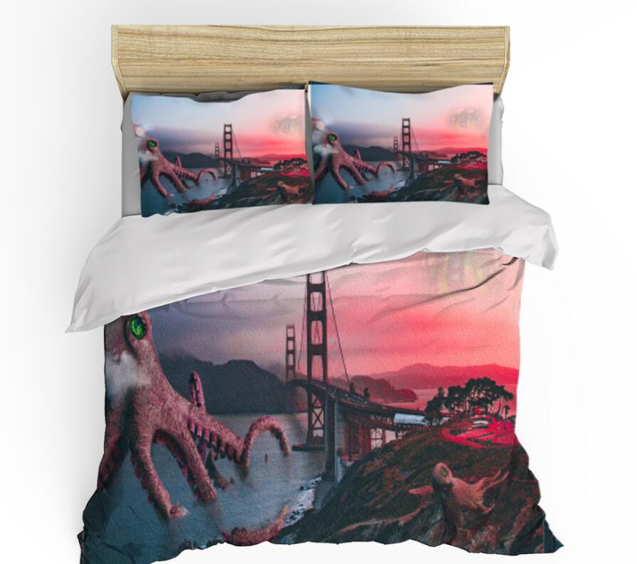 3D Bridge River 1107 Bed Pillowcases Quilt