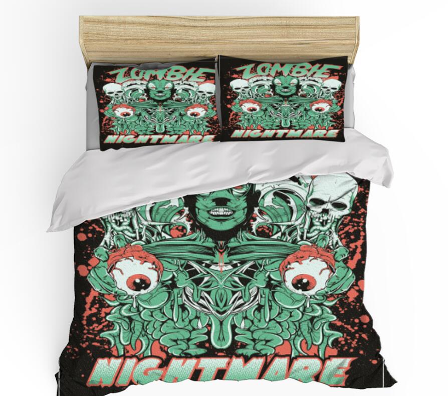 3D Green Monster 0137 Bed Pillowcases Quilt