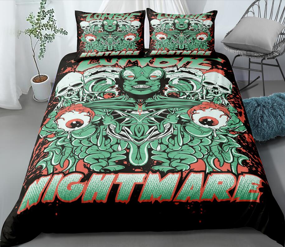 3D Green Monster 0137 Bed Pillowcases Quilt