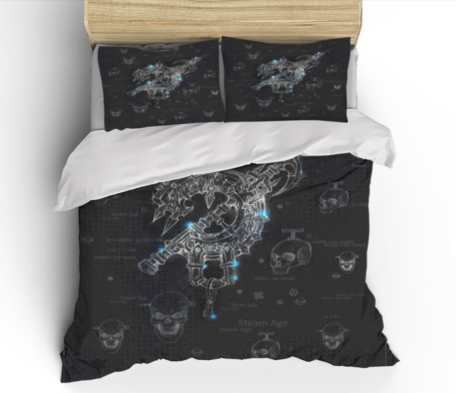3D Black Little Skull Mechanical 0138 Bed Pillowcases Quilt