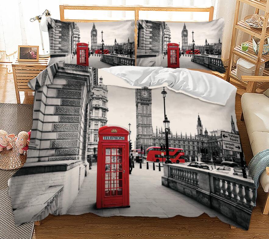 3D City Street Telephone Booth 1179 Bed Pillowcases Quilt