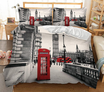 3D City Street Telephone Booth 1179 Bed Pillowcases Quilt