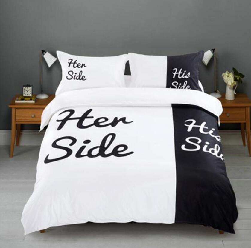 3D Black And White Her Side 1167 Bed Pillowcases Quilt