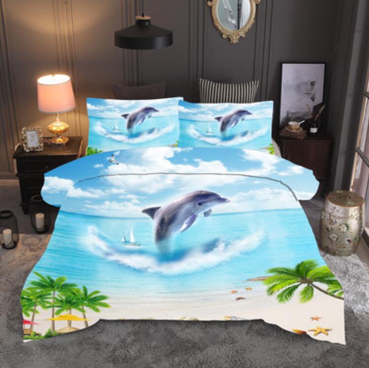 3D Seaside Dolphin 1182 Bed Pillowcases Quilt