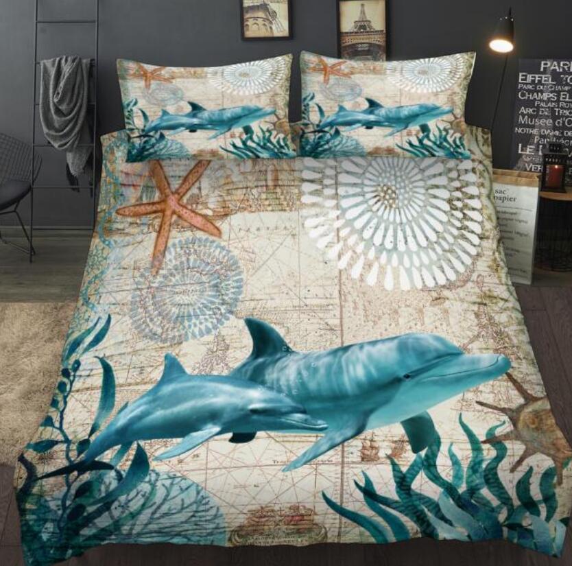 3D Dolphin Starfish 1183 Bed Pillowcases Quilt