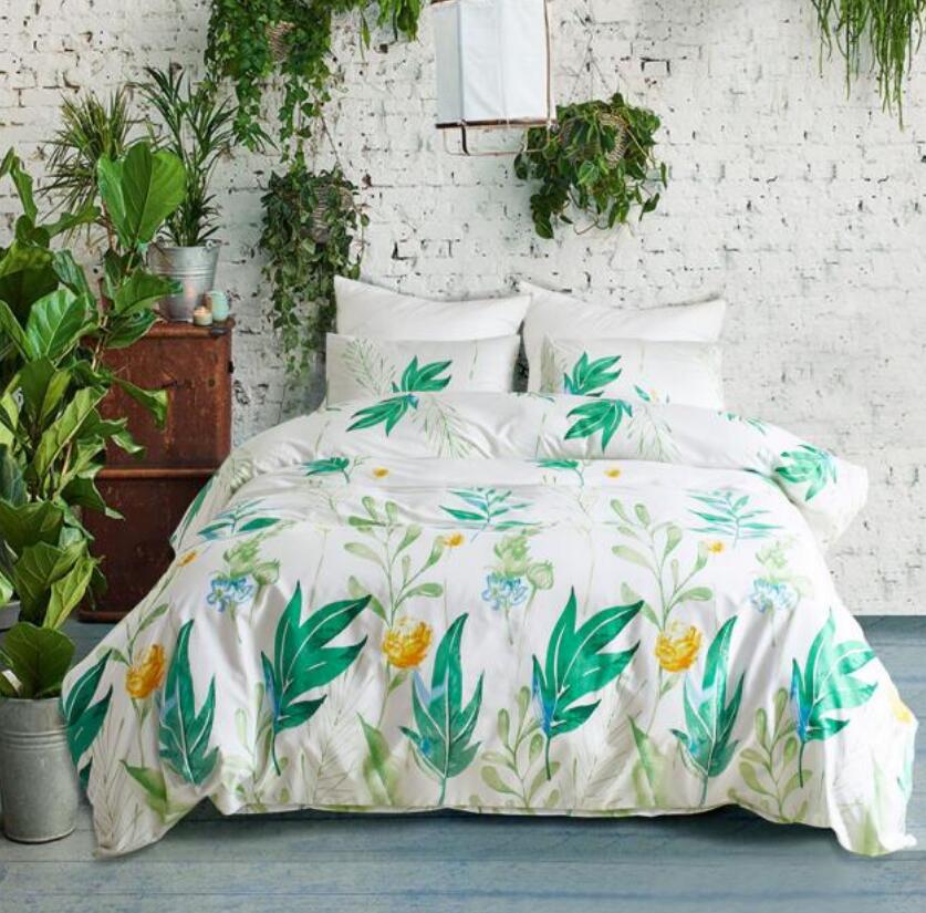 3D Green Leaf Yellow Flower 1199 Bed Pillowcases Quilt
