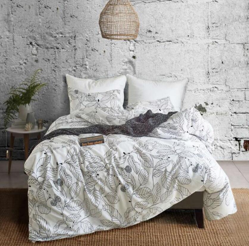 3D Gray Leaf Lines 11104 Bed Pillowcases Quilt