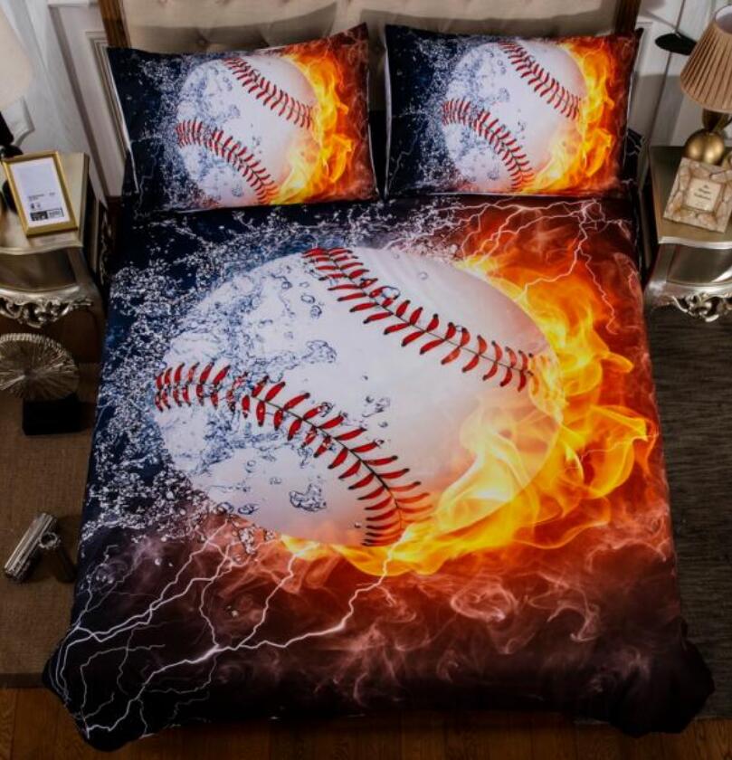 3D Flame Baseball Water 1178 Bed Pillowcases Quilt