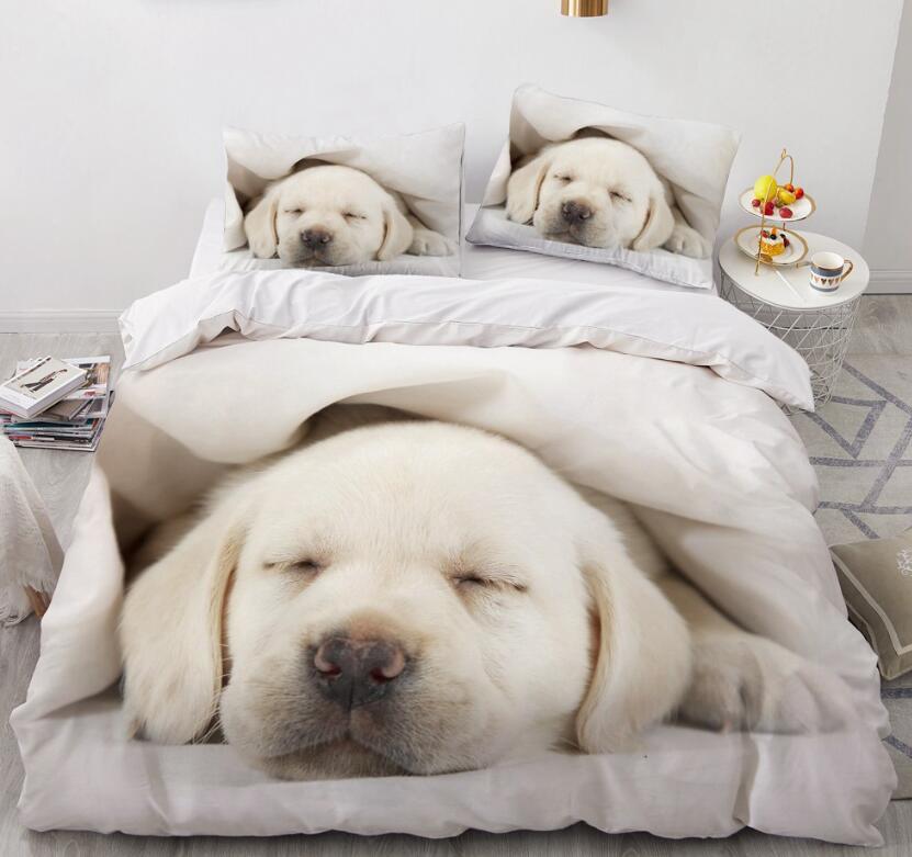 3D White Puppy 7790 Bed Pillowcases Quilt