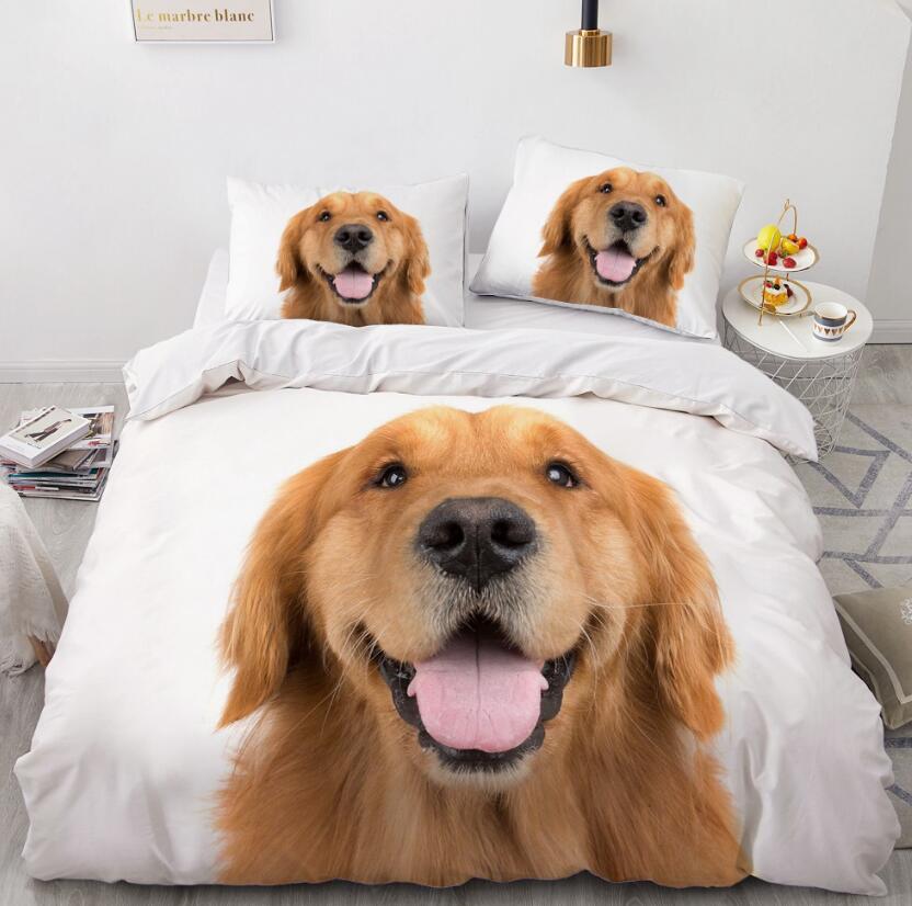 3D Big Golden Retriever 7796 Bed Pillowcases Quilt