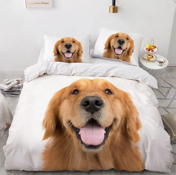 3D Big Golden Retriever 7796 Bed Pillowcases Quilt