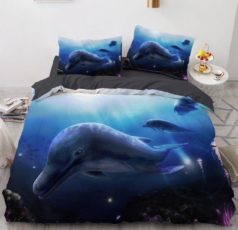 3D Deep Sea Dolphin 77143 Bed Pillowcases Quilt