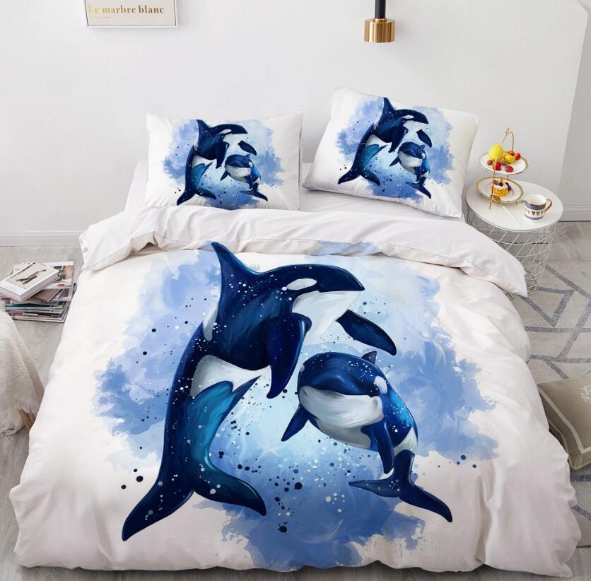3D Double Dolphin 77147 Bed Pillowcases Quilt