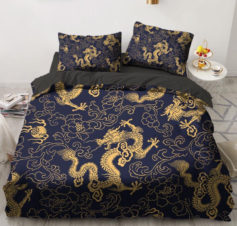 3D Gold Dragon 5580 Bed Pillowcases Quilt