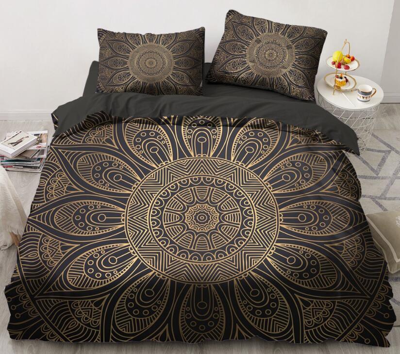 3D Gold Circle Pattern 5583 Bed Pillowcases Quilt