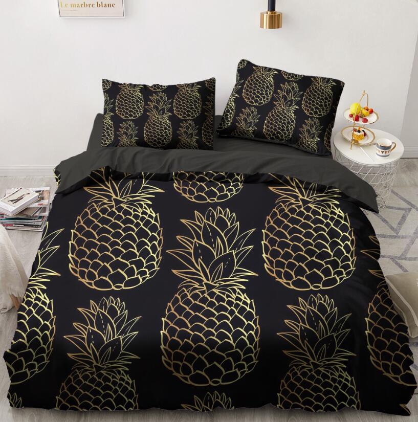 3D Gold Pineapple 5585 Bed Pillowcases Quilt