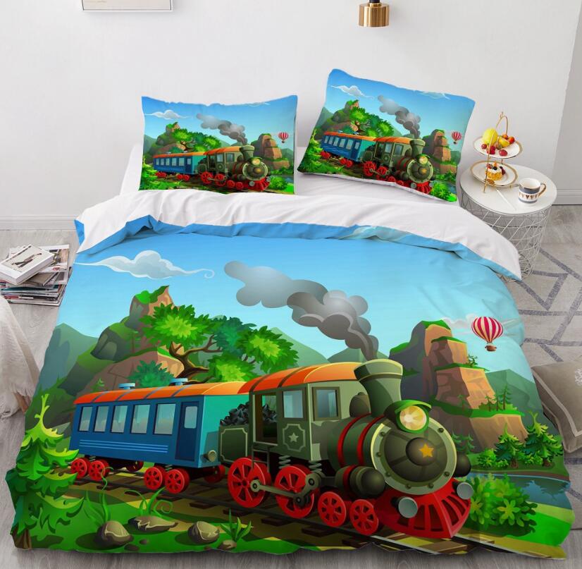 3D Cartoons Train 55149 Bed Pillowcases Quilt