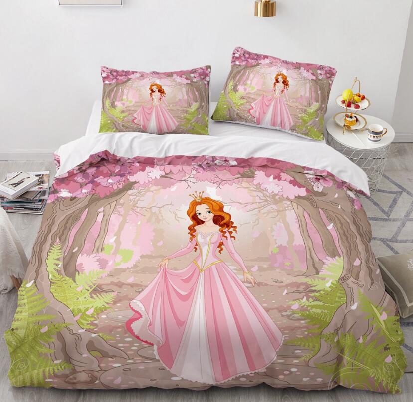 3D Cartoons Princess Forest 55151 Bed Pillowcases Quilt