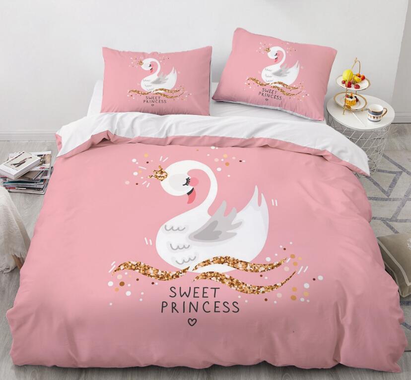 3D Cartoons White Swan 55152 Bed Pillowcases Quilt