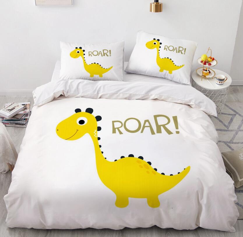 3D Cartoons Yellow Dinosaur 55155 Bed Pillowcases Quilt