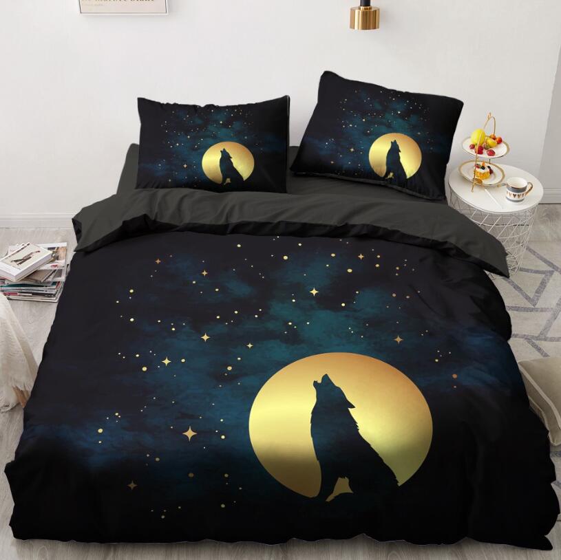 3D Night Star Wolf 88120 Bed Pillowcases Quilt