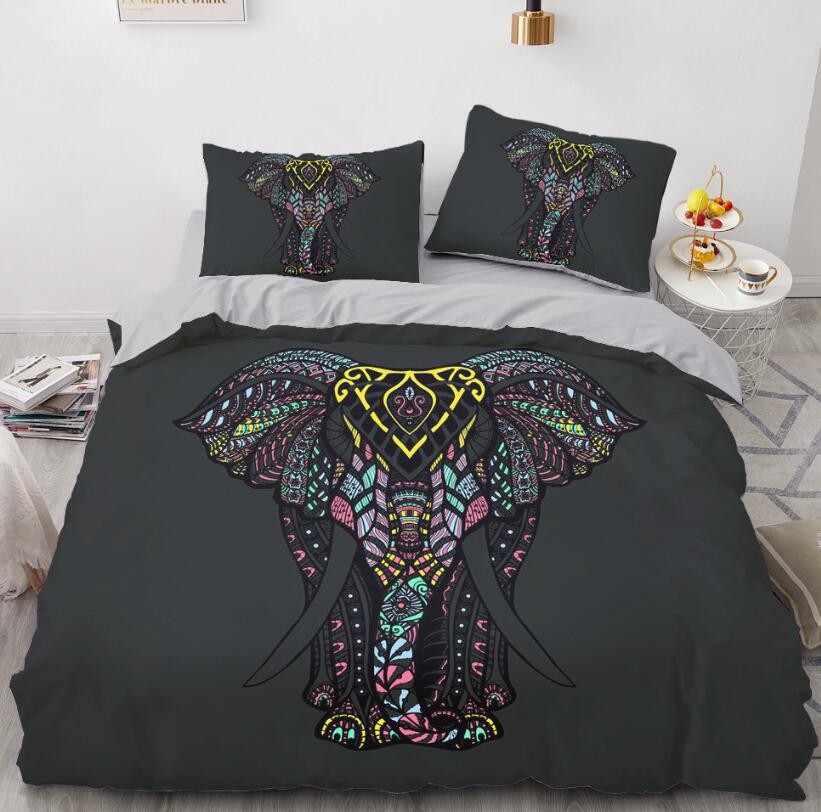 3D Color Block Elephant 88124 Bed Pillowcases Quilt