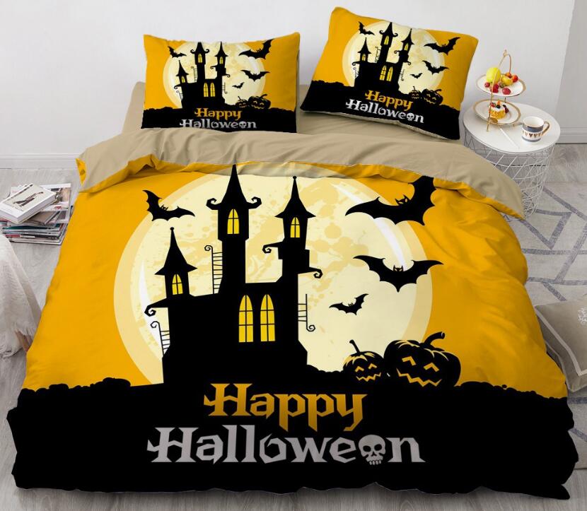 3D Castle Bat 8023 Bed Pillowcases Quilt