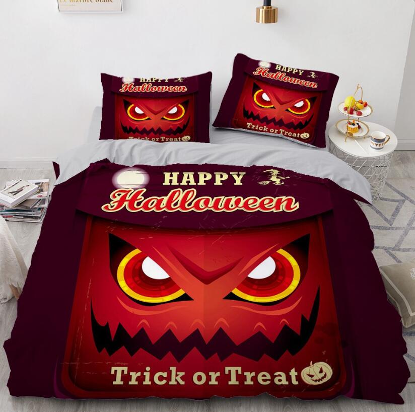 3D Red Pumpkin Face 8025 Bed Pillowcases Quilt