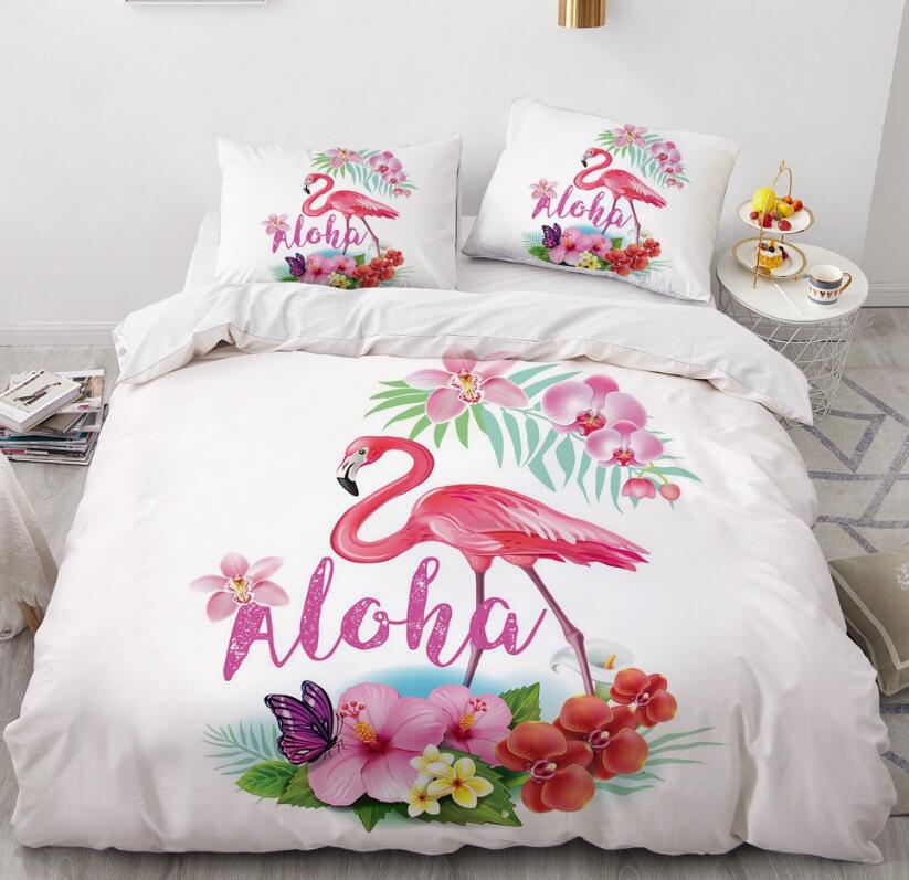 3D Flamingo Flower Bush 7758 Bed Pillowcases Quilt