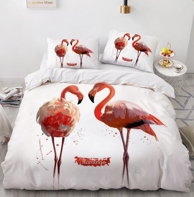 3D Two Flamingos 7767 Bed Pillowcases Quilt
