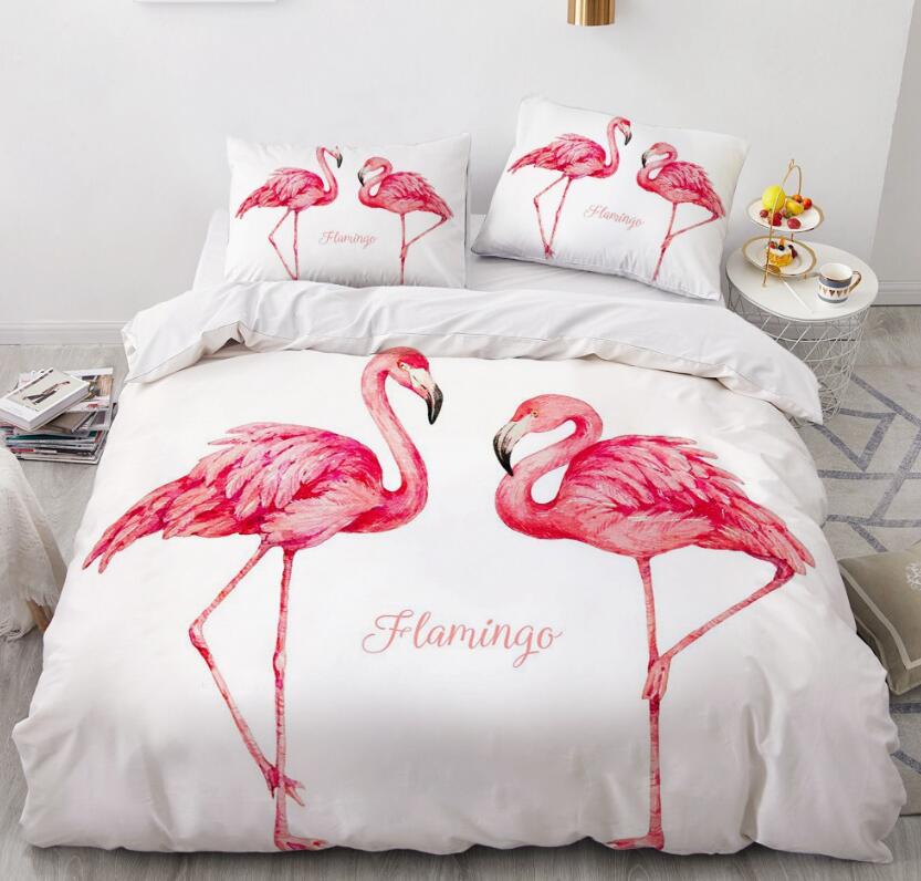 3D Double Flamingo 7768 Bed Pillowcases Quilt